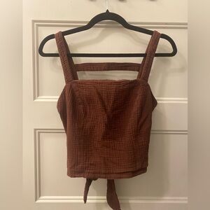 Anthropologie Reddish/Brown Cropped Tie Back Tank~Size Medium